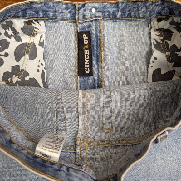 Cinch Black Label Jeans Mens 38x32 Blue Denim Light Wash Western Cowboy Loose - Picture 15 of 15